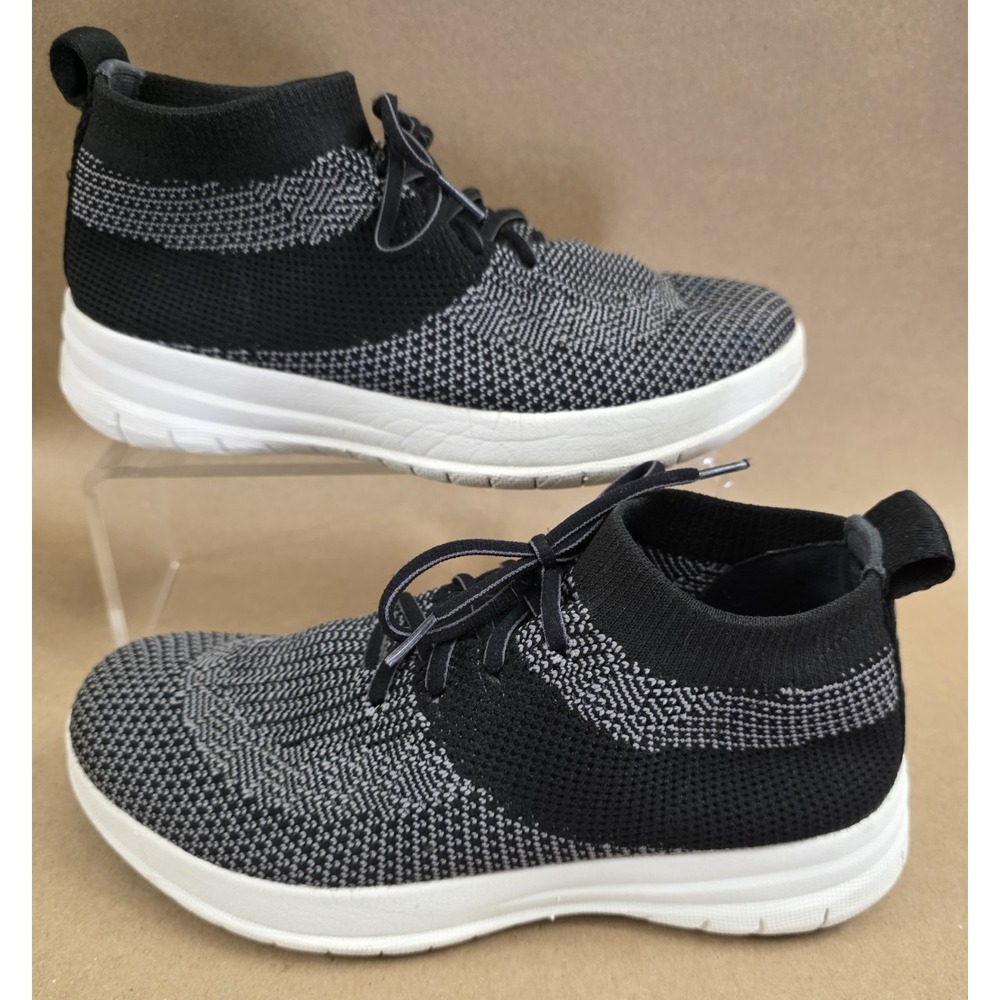 FitFlop (Sz 5) Uberknit Shoes Womens Gray Black Lightweight High Top Sneaker